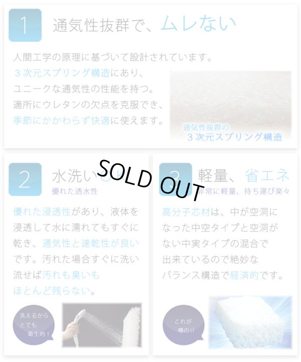 画像3: セミダブル 綿カバーつき 高反発ベッドパッド かため ポリエチレン樹脂 高反発マットレス 120cm×190cm×4cm厚 密度70D