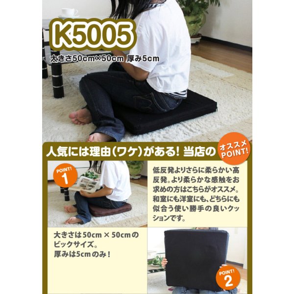 画像3: 50cm角 厚み5cm 柔らか 高反発座布団クッション (3)